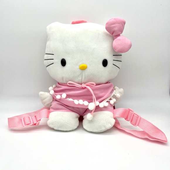 Hello Kitty Plush Backpack‎ Sanrio Y2K Kawaii Pink Bow Small Bag - Picture 1 of 8
